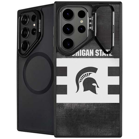 Michigan State University Black and White Stripes Galaxy S25 Ultra Kickstand Case